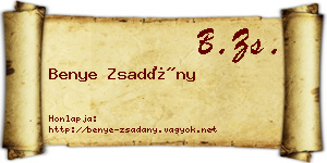 Benye Zsadány névjegykártya